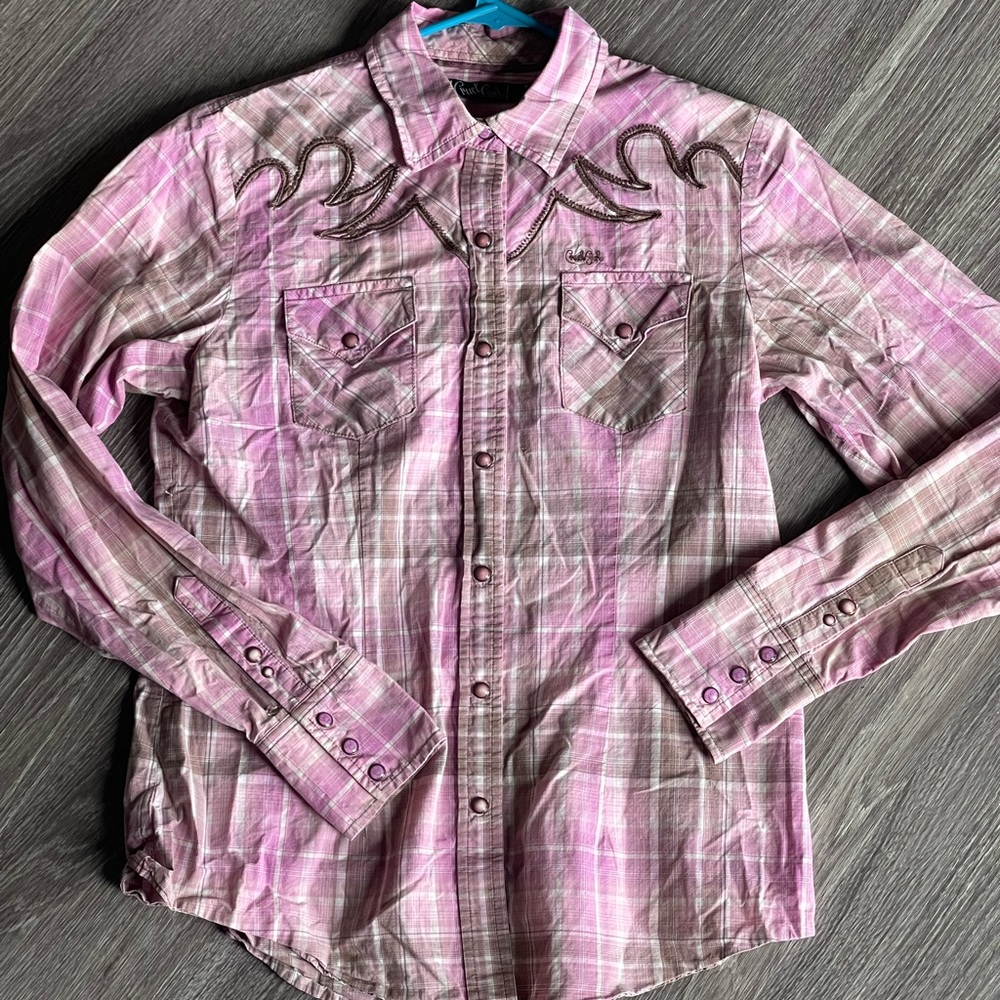 Bundle of two women’s pink western button-up shirts sz medium Cruel Girl & Roper - Picture 7 of 16